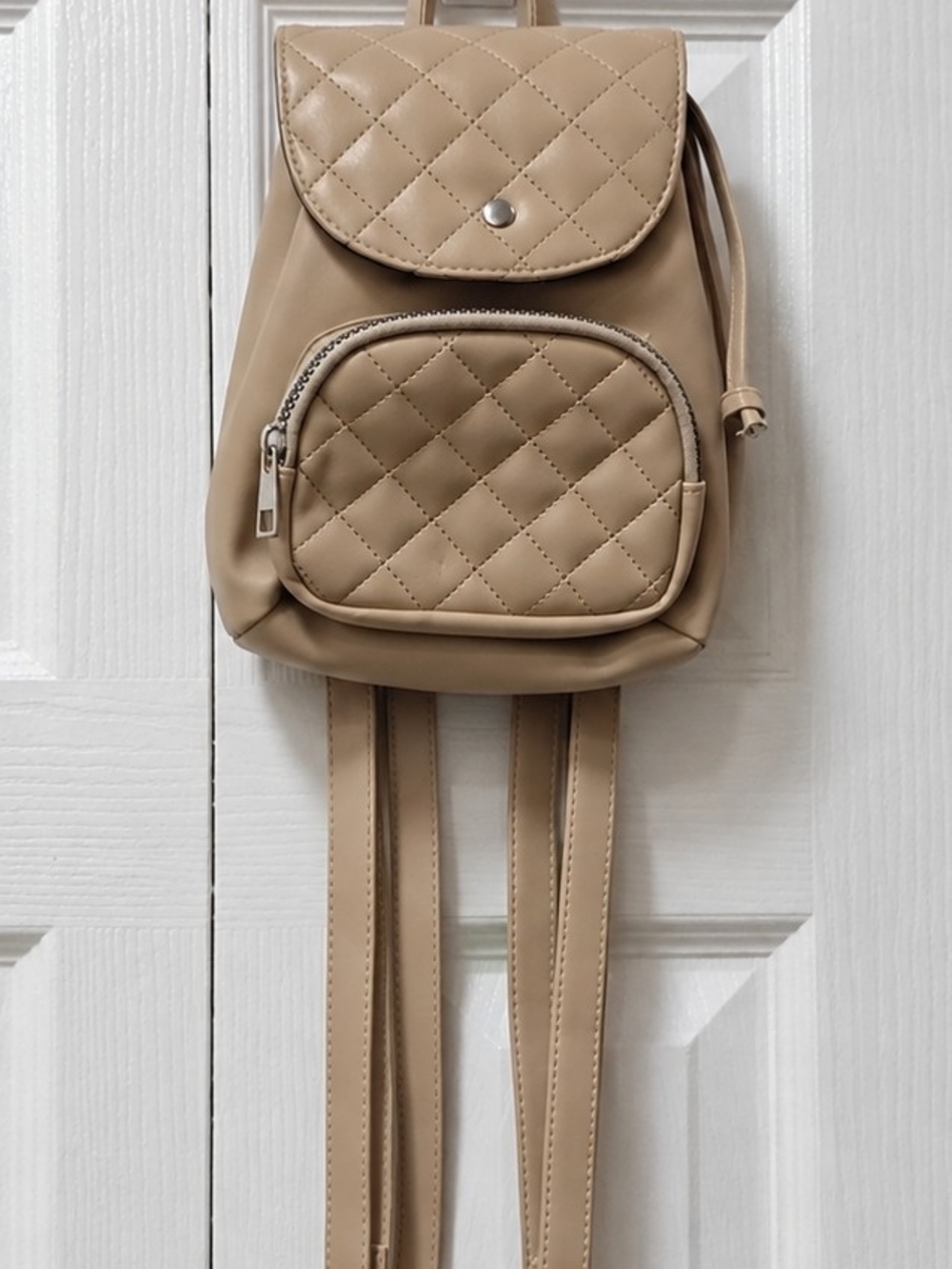 Quilted Mini Backpack in Beige